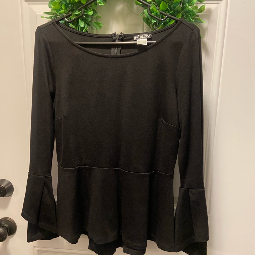 Venus Black Bell Sleeves Blouse